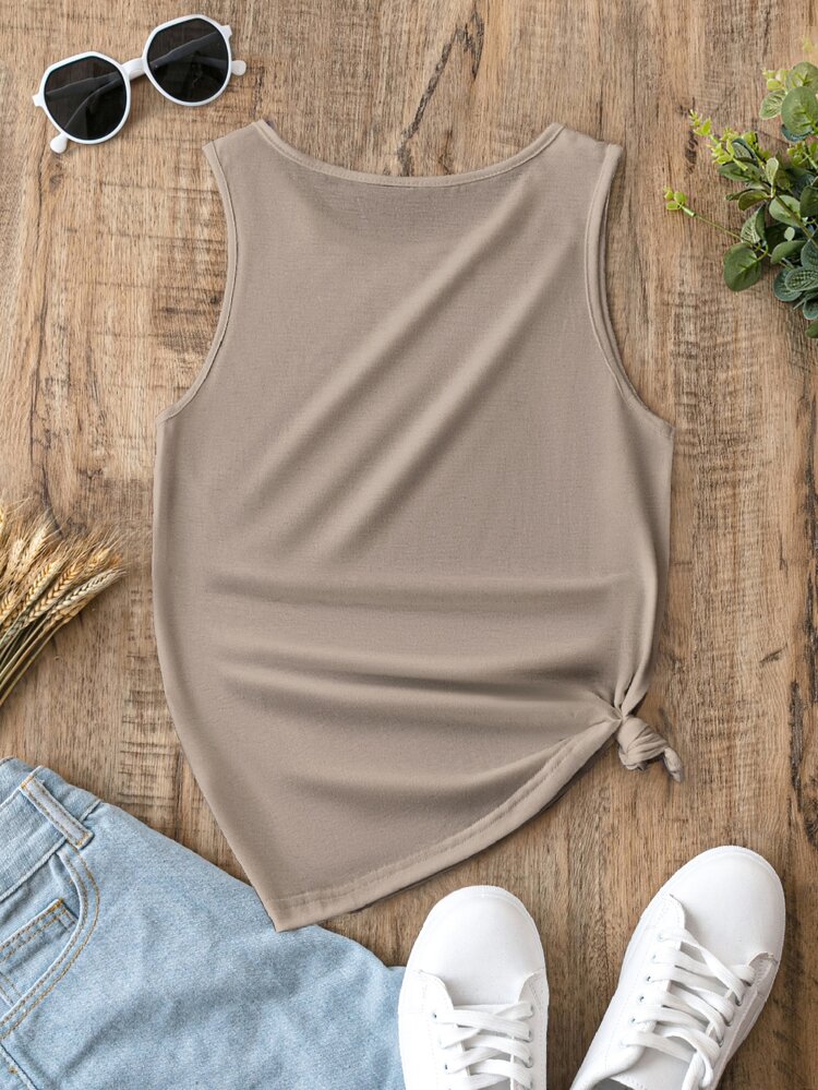Sylviya Feather Print Fitted Women's Casual Sleeveless Top For Vacation,Vacation - Multicolor - View 7