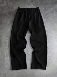 GETOML Men's Casual Everyday Commute Minimalist Solid Color Pleated Loose Pants, Vacation, Father's Day Gifts, Football - Black - View 4