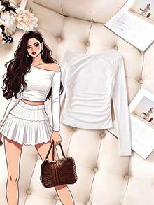 SHEIN PariChic Women Sports Tees Tanks Gym Workout Autumn Modest Athleisure - White - View 4