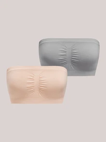 Veilyse 2件組女款夏季抹胸內衣，素色無墊胸衣，適合日常休閒穿著 - 彩色 - 查看 10