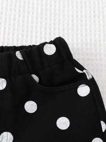 SHEIN Young Girl Korean Denim Polka Dot Jeans, Autumn, Fall Style, School, Holiday, Black - Black - View 8