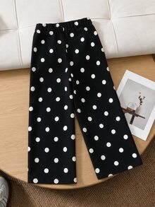 SHEIN Young Girl Korean Denim Polka Dot Jeans, Autumn, Fall Style, School, Holiday, Black - Black - View 2