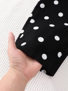 SHEIN Young Girl Korean Denim Polka Dot Jeans, Autumn, Fall Style, School, Holiday, Black - Black - View 5