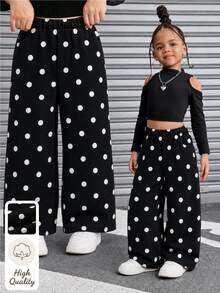 SHEIN Young Girl Korean Denim Polka Dot Jeans, Autumn, Fall Style, School, Holiday, Black - Black - View 4