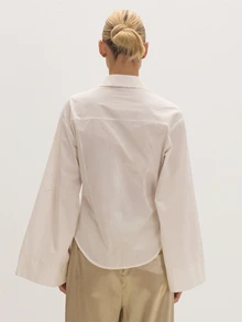 MUSEYN White Knot Fasten Cinched Shirt Versatile Everyday Casual Fall - White - View 4