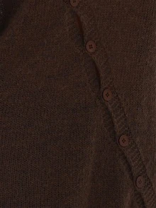 MUSEYN Brown Knit Asymmetric Button Detail Sweater Cosy Versatile Everyday Casual Fall - Brown - View 6