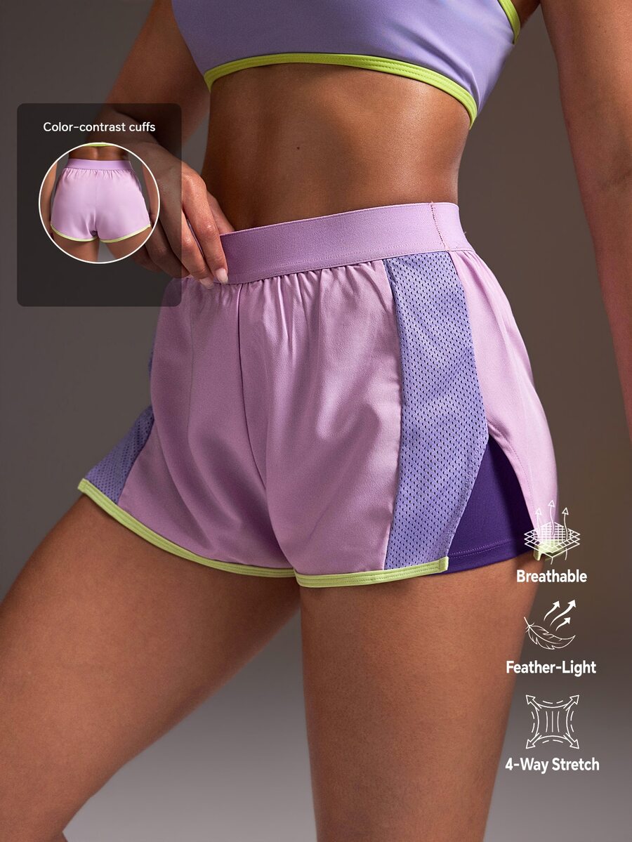 Powerista Pantalones cortos deportivos de patchwork con bloques de color para el verano