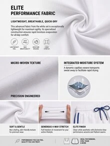Powerista Women's Summer And Spring White And Navy Blue Activewear Two Piece Set Spaghetti Straps Cross Back High Support Sports Bra And Elastic Waist Shorts - White - View 3