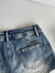 Jeanoix Women's Sexy Rivet Decor Low Waist Mini Denim Shorts, Summer - Blue - View 5