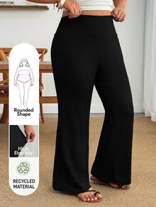 Enliva Plus-Size Women's Casual Black Trousers With Pockets, Lounge Summer - Black - View 8