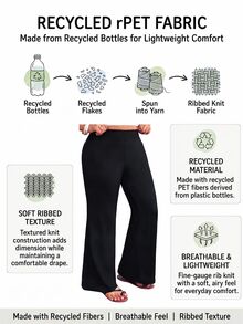 Enliva Plus-Size Women's Casual Black Trousers With Pockets, Lounge Summer - Black - View 9