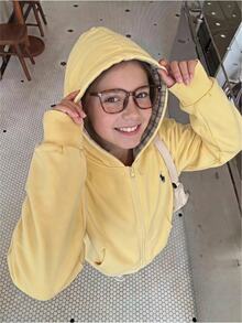 Tween Girls Yellow Colorblock Plaid Hooded Long Sleeve Zip Up Jacket, Autumn/Winter, Back To School, Daily Outdoor Commute Essential, Fall Clothes - Yellow - View 5