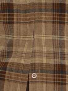 MUSEYN Checked Shoulder Pads Back Cinch Detail Shirts Versatile Everyday Casual Fall Winter Elegant Halloween - Multicolor - View 6
