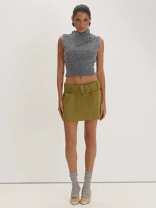 MUSEYN Grey Knit Folded Collar Sleeveless Top Versatile Everyday Casual Fall - Grey - View 5