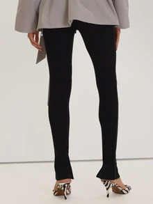 MUSEYN Black Fitted Split Leg Leggings Versatile Everyday Casual Fall - Black - View 4