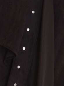 MUSEYN Black Suede Asymmetric Wrap Detail Stud Maxi Skirt Versatile Everyday Casual Fall Winter Elegant Halloween - Dark Grey - View 6