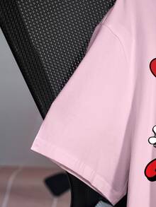 Betty Boop x SHEIN Plus Size Women's Letter Cartoon Print Casual Daily Short Sleeve T-Shirt - White - View 6