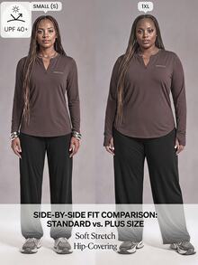 Innovista Innovista Women's Plus Size UPF 40+ Sports Top Breathable Quick Dry Slim Fit Running Gym Yoga Fall - Coffee Brown - View 8