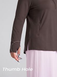 Innovista Innovista Women's Plus Size UPF 40+ Sports Top Breathable Quick Dry Slim Fit Running Gym Yoga Fall - Coffee Brown - View 5