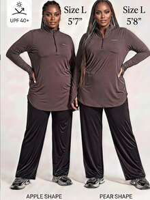 Innovista Innovista Women's Plus Size UPF 40+ Sports Top Breathable Quick Dry Slim Fit Running Gym Yoga Fall - Coffee Brown - View 1