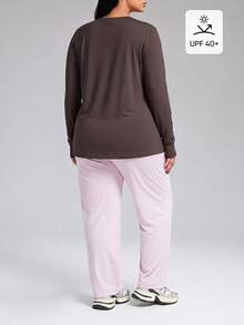 Innovista Innovista Women's Plus Size UPF 40+ Sports Top Breathable Quick Dry Slim Fit Running Gym Yoga Fall - Coffee Brown - View 2
