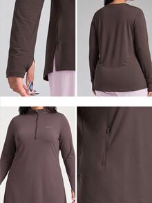 Innovista Innovista Women's Plus Size UPF 40+ Sports Top Breathable Quick Dry Slim Fit Running Gym Yoga Fall - Coffee Brown - View 7