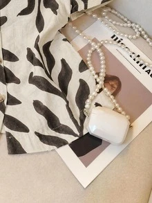 SHEIN 素色圓領前開扣歐根紗刺繡女款短袖襯衫 - 彩色 - 查看 3