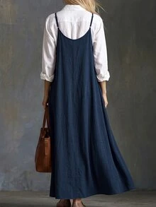 Omancia Women Long Dresses - Navy Blue - View 2
