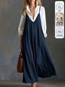 Omancia Women Long Dresses - Navy Blue - View 3