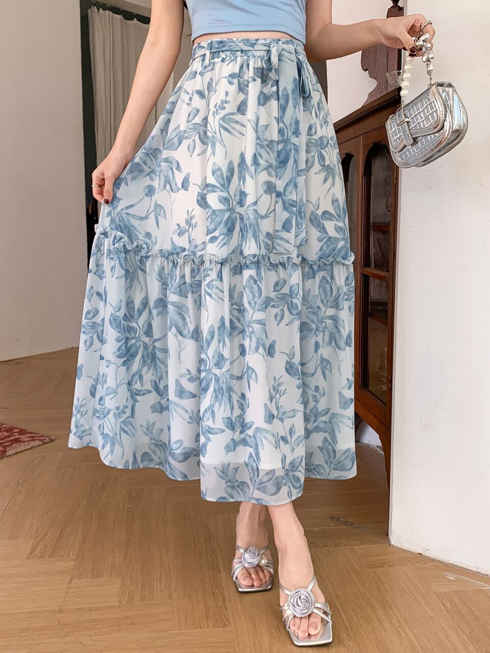 Women's Simple Ditsy Floral A-Line Skirt, Casual And Fashionable For Daily Wear Summer Vacation Outfits Women Easter Boho