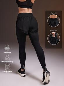 Powerista Legging Olahraga Harian 2 in 1 Warna Polos untuk Wanita - Hitam - View 3