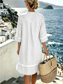 SHEIN Holidaya Women's Long Backless Vacation Dress - Black and White - View 2