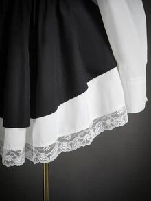 SHEIN ICON Women's Gothic Contrast Color Exaggerated Halloween Costume Dress - Black and White - View 3