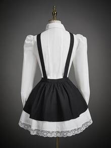 SHEIN ICON Women's Gothic Contrast Color Exaggerated Halloween Costume Dress - Black and White - View 2
