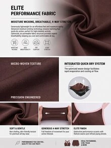 Powerista Women's Summer And Spring High Support Crisscross Back Sports Bra With Comfortable Brown And Pink Shorts For Sport Set Workout And Gym Breathable - Brown - View 4