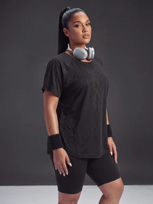 Powerista ملابس علوية رياضية نسائية مقاس كبير بلون موحد مع لوحة شبكية قابلة للتنفس مناسبة للتدريب الرياضي والارتداء اليومي والجري - الأسود - مشاهدة 6