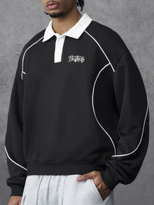 PAVTROS Men's Casual Pullover Sweatshirt, Autumn/Winter - Black - View 2