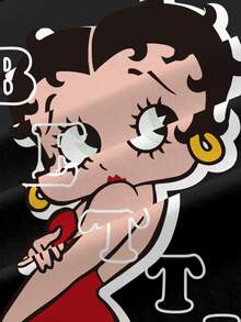 Betty Boop x SHEIN Men's Letter Cartoon Print Crew Neck Short Sleeve Casual T-Shirt - White - View 7