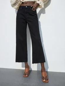 Maija Women's Ankle Length Straight Leg Jeans - Black - View 5