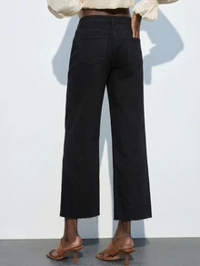 Maija Women's Ankle Length Straight Leg Jeans - Black - View 3