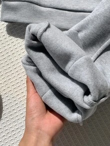 Bubblio Baby Girl Cute Autumn/Winter Grey Long Sleeve Sweatshirt & Elastic Waist Long Pants Set - Light Grey - View 5