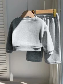 Bubblio Baby Girl Cute Autumn/Winter Grey Long Sleeve Sweatshirt & Elastic Waist Long Pants Set - Light Grey - View 2