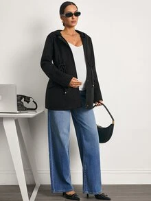 MaterniWear Maternity Casual Hooded 3-In-1 Nursing Jacket, Autumn/Winter - Black - View 8