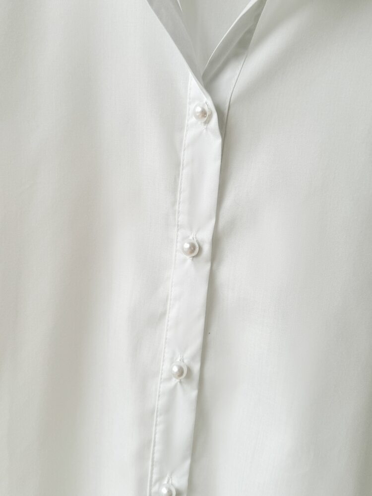 Comfortcana Elegant Women's Spring/Summer 100% Cotton Comfortable Lightweight White Button Down Blouse Versatile - White - View 3