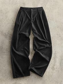 HIMLAND Men's Casual Daily Button Pocket Long Pants For Travel And Outings - Black - View 1