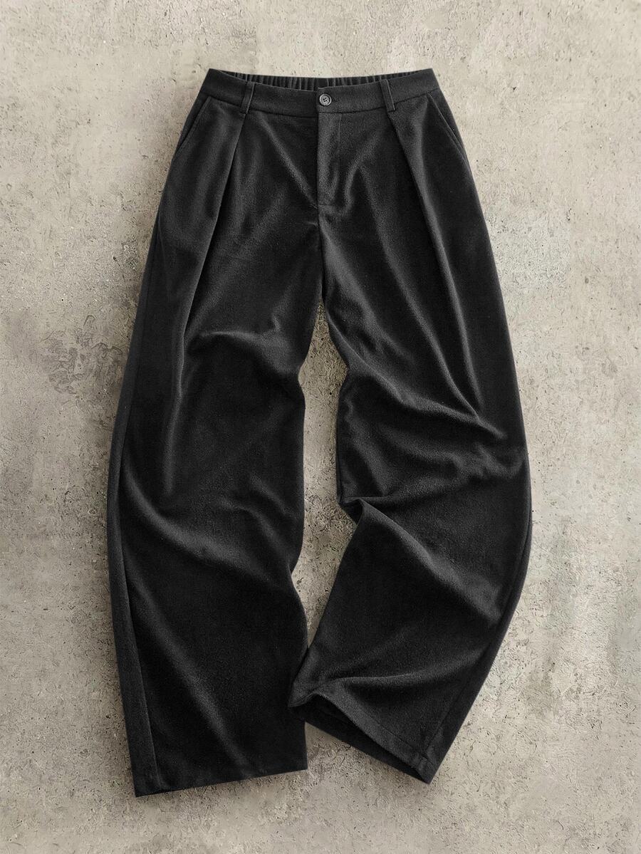 HIMLAND Men's Casual Daily Button Pocket Long Pants For Travel And Outings - Black - View 1