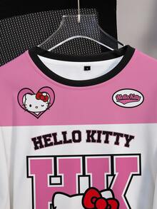 HELLO KITTY AND FRIENDS | SHEIN Sweatshirt Lengan Panjang Leher Bulat Motif Kartun Kasual Wanita - Putih - View 5