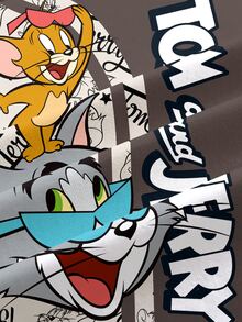 TOM & JERRY X SHEIN Men's Letter Cartoon Print Crew Neck Short Sleeve Casual T-Shirt - White - View 6