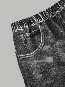 SHEIN 青少年女孩連帽衫與運動衫套裝 秋冬新款 白色街頭時尚塗鴉卡通圖案針織圓領寬鬆運動衫套組 - 黑與白 - 查看 7