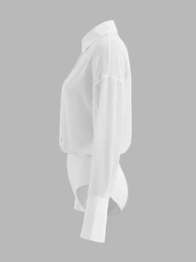Cévolie Women's Casual Daily Commute Versatile Bodysuit - White - View 3